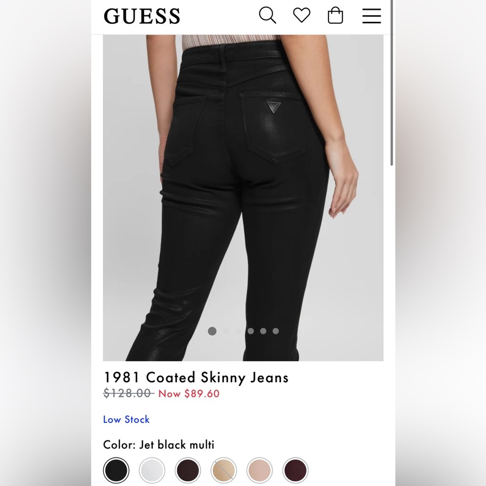 Guess 1981 Coated Mid Rise Skinny Jeans